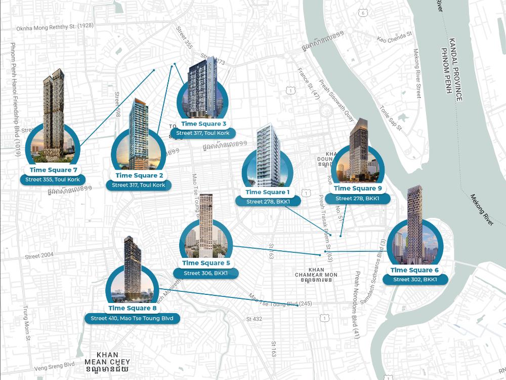 2 Bedroom Condo for Sale  Time Square 9, BKK1, Phnom Penh